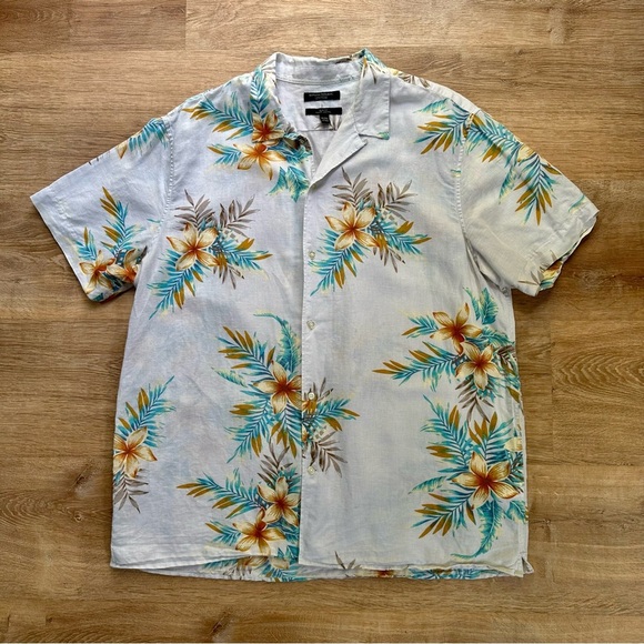 Banana Republic Linen Cotton Blend Aloha Resort Shirt Slim Fit Size XL - Picture 1 of 6